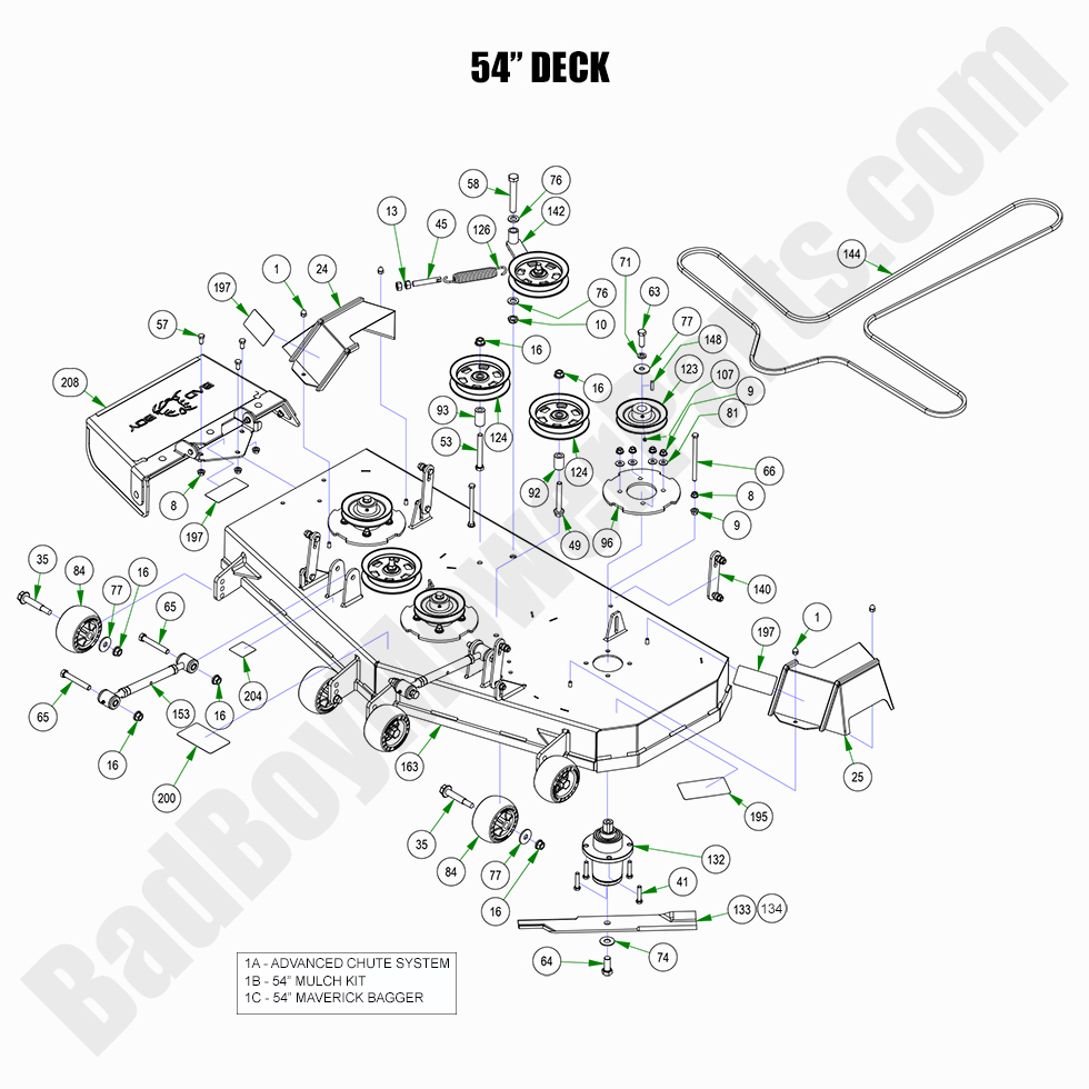 3099 - Bad Boy Mower Parts Lookup > 2023 > Maverick > 54\" Deck Assembly